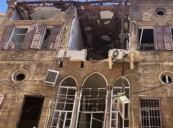 Photo of building damaged by the blast in Beirut