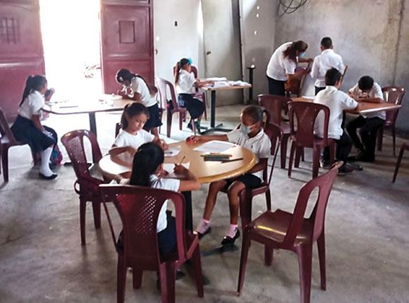 Photo of students studying